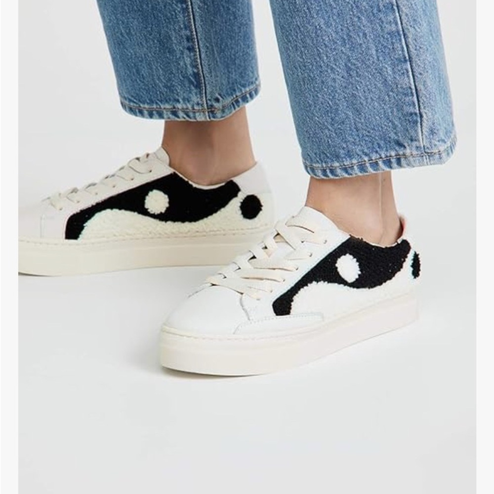 Soludo Yin Yang Terry Platform Sneakers in Black and White